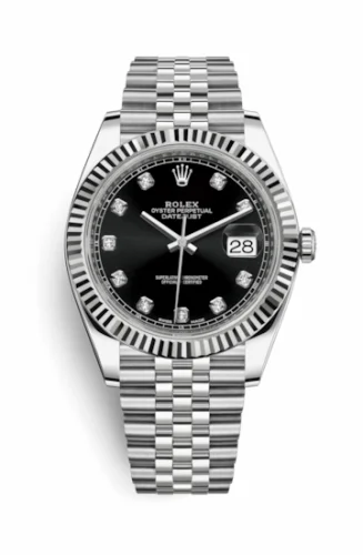 Rolex Datejust 41 Stainless Steel Fluted / Jubilee / Black - Diamond 126334-0012