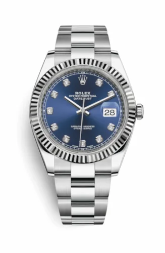 Rolex Datejust 41 Stainless Steel Fluted / Oyster / Blue - Diamond 126334-0015