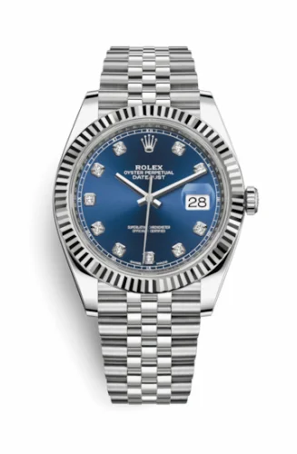 Rolex Datejust 41 Stainless Steel Fluted / Jubilee / Blue - Diamond 126334-0016