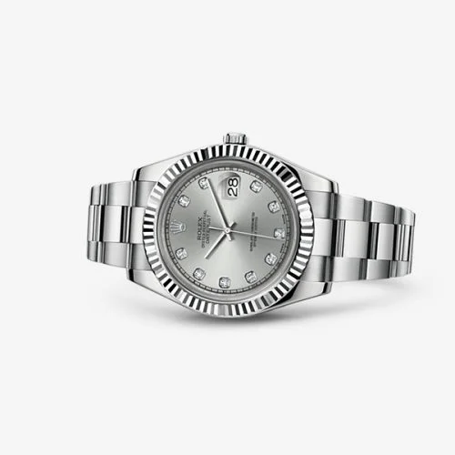 Rolex Datejust II Fluted Silver Diamonds 116334-0007