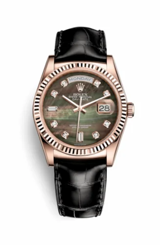 Rolex Day-Date 36 Everose / Strap / Black MOP 118135-0070