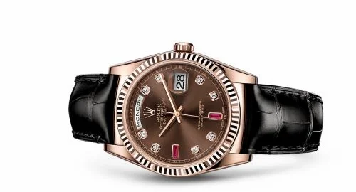 Rolex Day-Date 36 Everose / Strap / Chocolate Diamonds Rubies 118135-0087