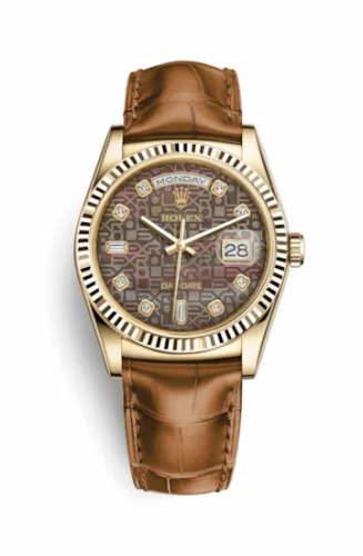 Rolex Day-Date 36 Yellow Gold / Strap / Black Computer Diamonds 118138-0018