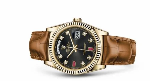 Rolex Day-Date 36 Yellow Gold / Strap / Black Diamond Rubies 118138-0020