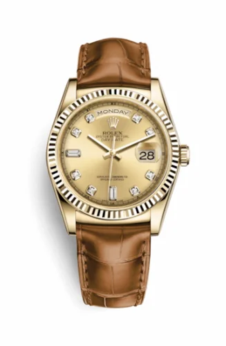 Rolex Day-Date 36 Yellow Gold / Strap / Champagne Diamonds 118138-0074