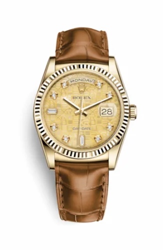 Rolex Day-Date 36 Yellow Gold Fluted / Strap / Champagne Computer 118138-0087