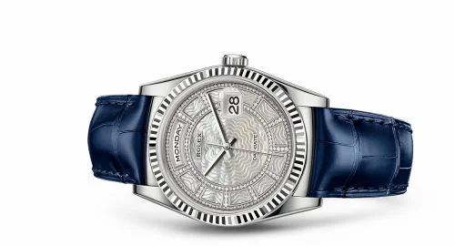 Rolex Day-Date 36 White Gold / Strap / MOP Carousel 118139-0077