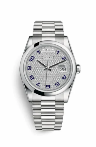 Rolex Day-Date 36 Platinum Domed / President / Paved 118206-0085