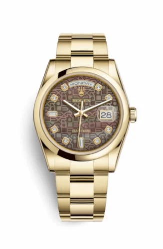 Rolex Day-Date 36 Yellow Gold Domed / Oyster / Black MOP Computer 118208-0139
