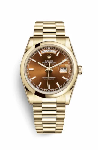 Rolex Day-Date 36 Yellow Gold Domed / President / Cognac 118208-0348