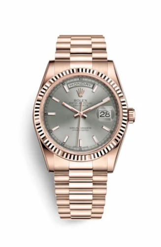 Rolex Day-Date 36 Everose Fluted / President / Rhodium 118235f-0120