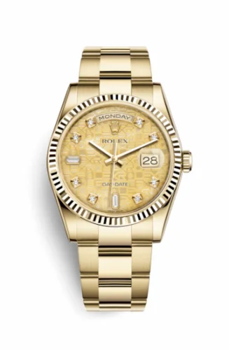 Rolex Day-Date 36 Yellow Gold Fluted / Oyster / Champagne MOP Computer 118238-0311