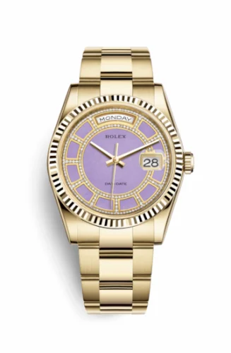 Rolex Day-Date 36 Yellow Gold Fluted / Oyster / Lavender Jade Carousel 118238-0439