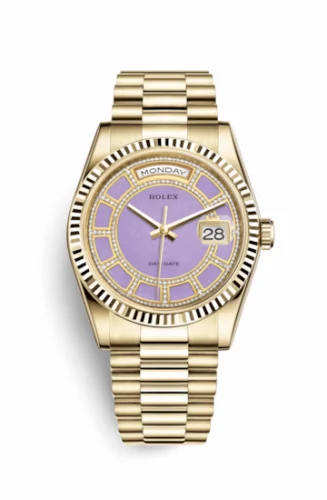 Rolex Day-Date 36 Yellow Gold Fluted / President / Lavender Jade Carousel 118238-0442