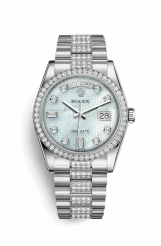 Rolex Day-Date 36 Platinum Diamonds / President Diamonds / MOP 118346-0090