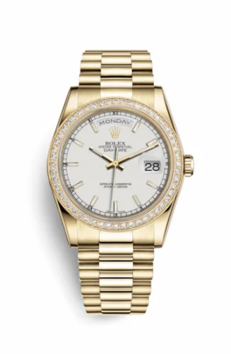 Rolex Day-Date 36 Yellow Gold Diamonds / President / White 118348-0070