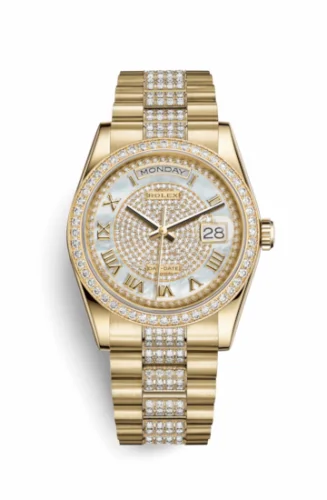 Rolex Day-Date 36 Yellow Gold Diamonds / President Diamond / Paved Roman 118348-0076