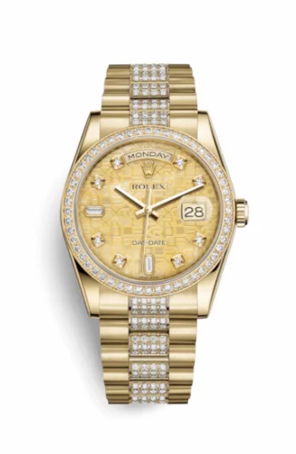Rolex Day-Date 36 Yellow Gold Diamonds / President Diamonds / Champagne MOP Computer 118348-0090