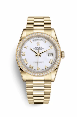 Rolex Day-Date 36 Yellow Gold Diamonds / President / White Roman 118348-0093