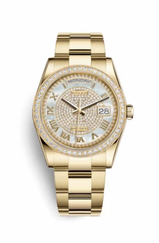Rolex Day-Date 36 Yellow Gold Diamonds / Oyster / Paved Roman 118348-0127