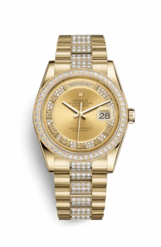 Rolex Day-Date 36 Yellow Gold Diamonds / President Diamonds / Champagne Roman 118348-0132