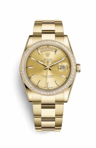 Rolex Day-Date 36 Yellow Gold Diamonds / Oyster / Champagne 118348-0134