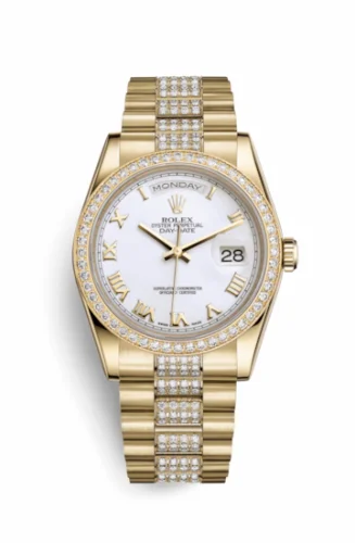 Rolex Day-Date 36 Yellow Gold Diamonds / President Diamonds / White Roman 118348-0151
