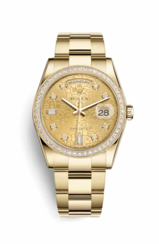 Rolex Day-Date 36 Yellow Gold Diamonds / Oyster / Champagne Computer 118348-0152