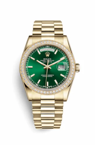 Rolex Day-Date 36 Yellow Gold Diamonds / President / Green 118348-0161