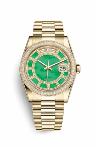 Rolex Day-Date 36 Yellow Gold Diamonds / President / Green Jade Carousel 118348-0180