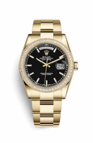 Rolex Day-Date 36 Yellow Gold Diamonds / Oyster / Black 118348-0208