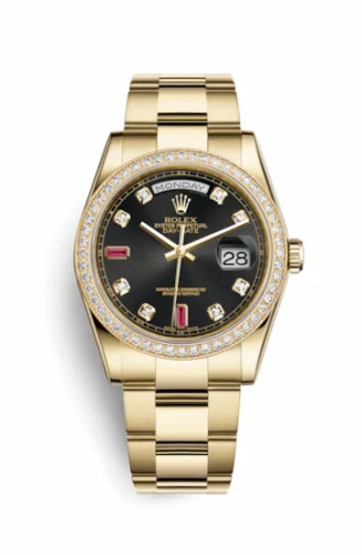Rolex Day-Date 36 Yellow Gold Diamonds / Oyster / Black Diamonds Rubies 118348-0209