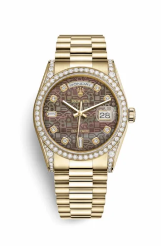 Rolex Day-Date 36 Yellow Gold Diamonds / President / Black MOP Computer 118388-0029