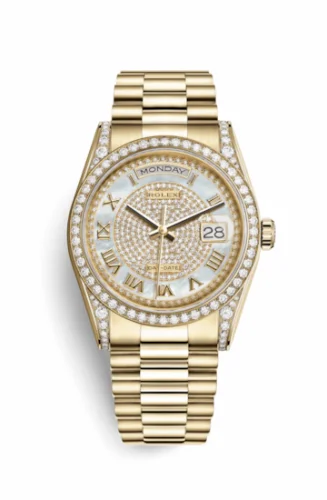 Rolex Day-Date 36 Yellow Gold Diamonds / President / Paved Roman 118388-0030