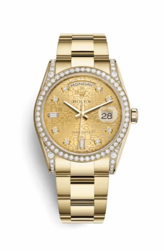 Rolex Day-Date 36 Yellow Gold Diamonds / Oyster / Champagne Computer 118388-0032