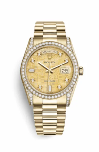 Rolex Day-Date 36 Yellow Gold Diamonds / President / Champagne MOP Computer 118388-0038