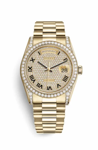Rolex Day-Date 36 Yellow Gold Diamonds / President / Paved Roman 118388-0043