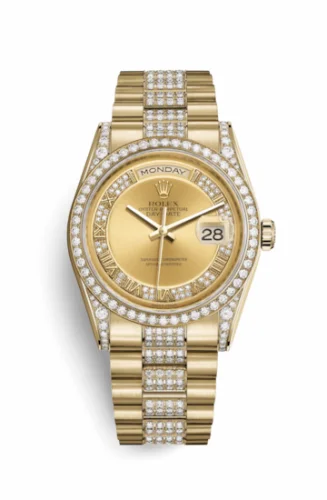 Rolex Day-Date 36 Yellow Gold Diamonds / President Diamonds / Champagne Roman 118388-0063