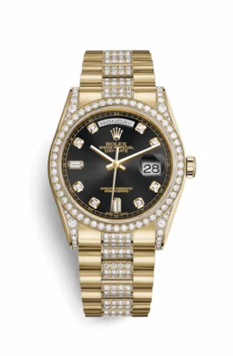 Rolex Day-Date 36 Yellow Gold Diamonds / President Diamonds / Black Diamond 118388-0079