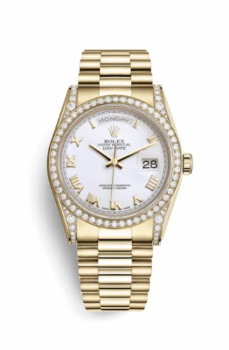 Rolex Day-Date 36 Yellow Gold Diamonds / President / White Roman 118388-0082