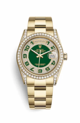 Rolex Day-Date 36 Yellow Gold Diamonds / Oyster / Green Paved 118388-0121