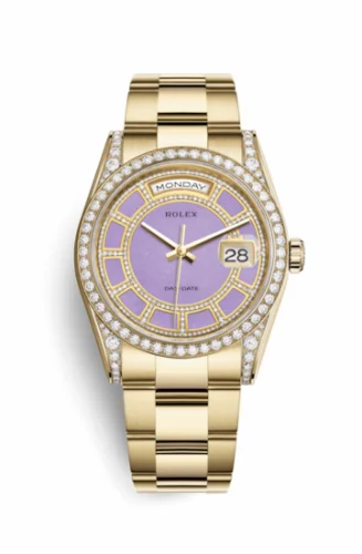 Rolex Day-Date 36 Yellow Gold Diamonds / Oyster / Lavender Jade Carousel 118388-0158