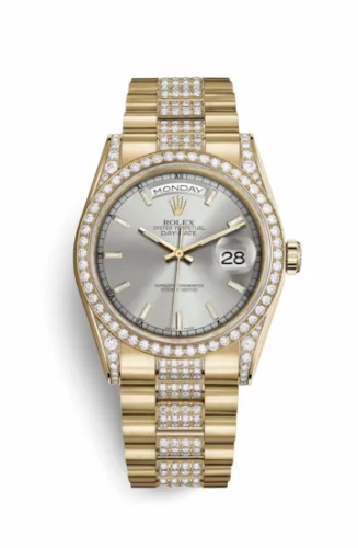 Rolex Day-Date 36 Yellow Gold Diamonds / President Diamonds / Silver 118388-0174