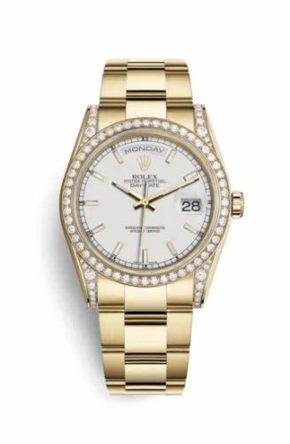Rolex Day-Date 36 Yellow Gold Diamonds / Oyster / White 118388-0187