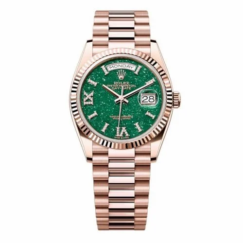 Rolex Day-Date 36 Everose Gold - Fluted / Green Aventurine / President 128235-0068