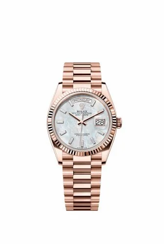Rolex Day-Date 36 Everose Gold - Fluted / MOP - Baguette / President 128235-0078
