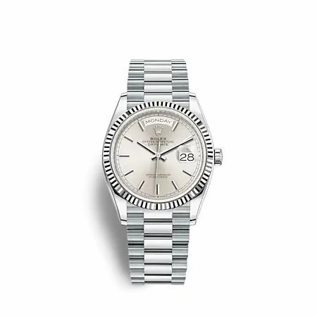Rolex Day-Date 36 Platinum - Fluted / Silver / President 128236-0001