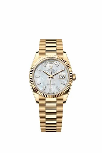 Rolex Day-Date 36 Yellow Gold / Fluted / MOP - Baguette / President 128238-0123