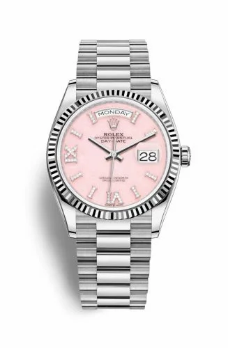 Rolex Day-Date 36 White Gold / Fluted / Opal-Diamond / President 128239-0021