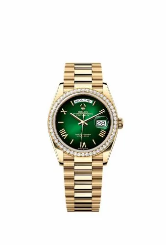 Rolex Day-Date 36 Yellow Gold Diamond / Green - Ombré / President 128348RBR-0068